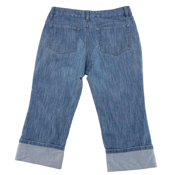 Merona Jeans Women’s Blue Denim Crop Cuffed Mid Rise Jeans 12R Normcore - Picture 2 of 8